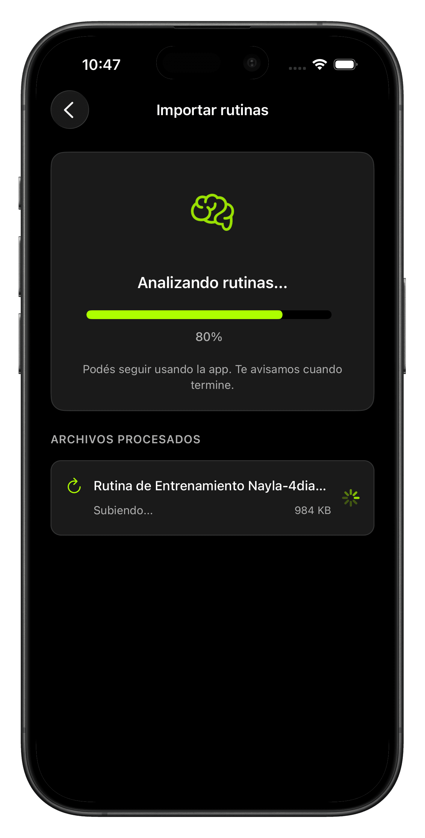 GainWise screen with settings, premium features, and import options.